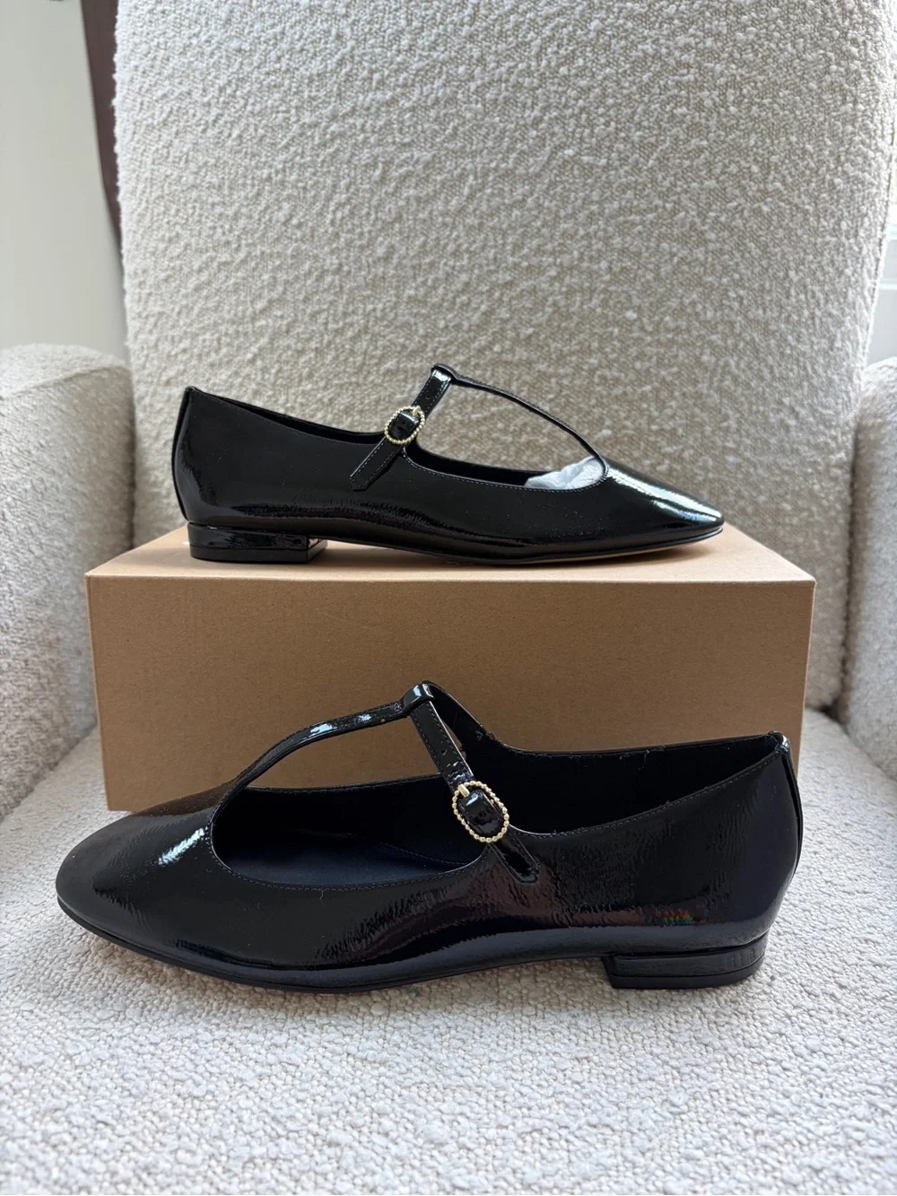 J.Crew Factory T-Strap Ballet Flats in Black sz 8